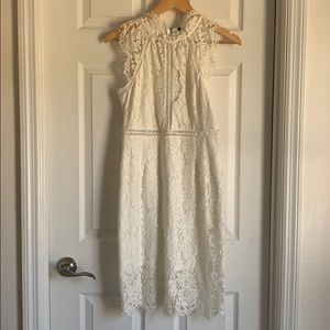 Sugar + Lips White Lace Midi Dress